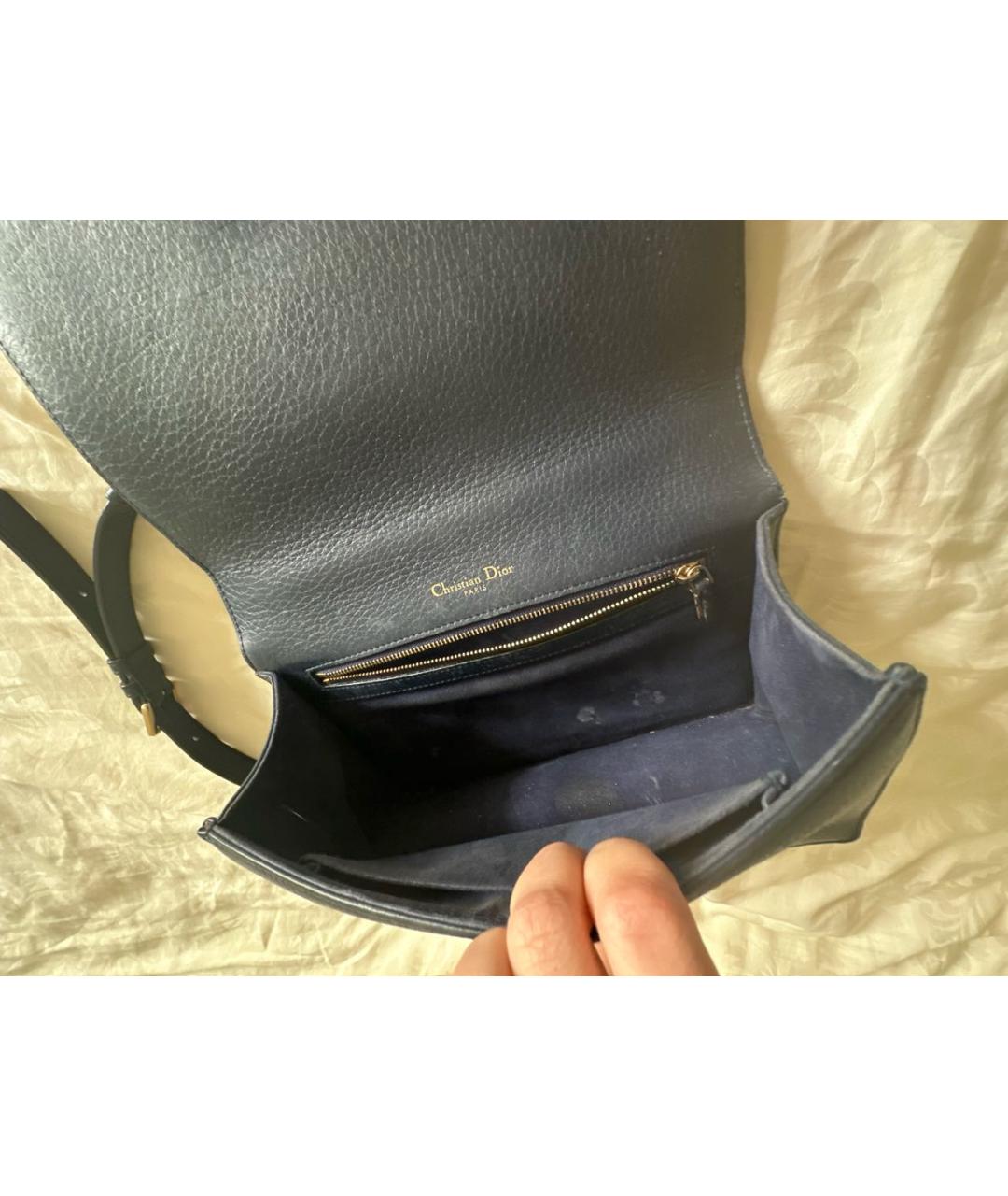 CHRISTIAN DIOR Темно-синяя кожаная сумка через плечо, фото 4