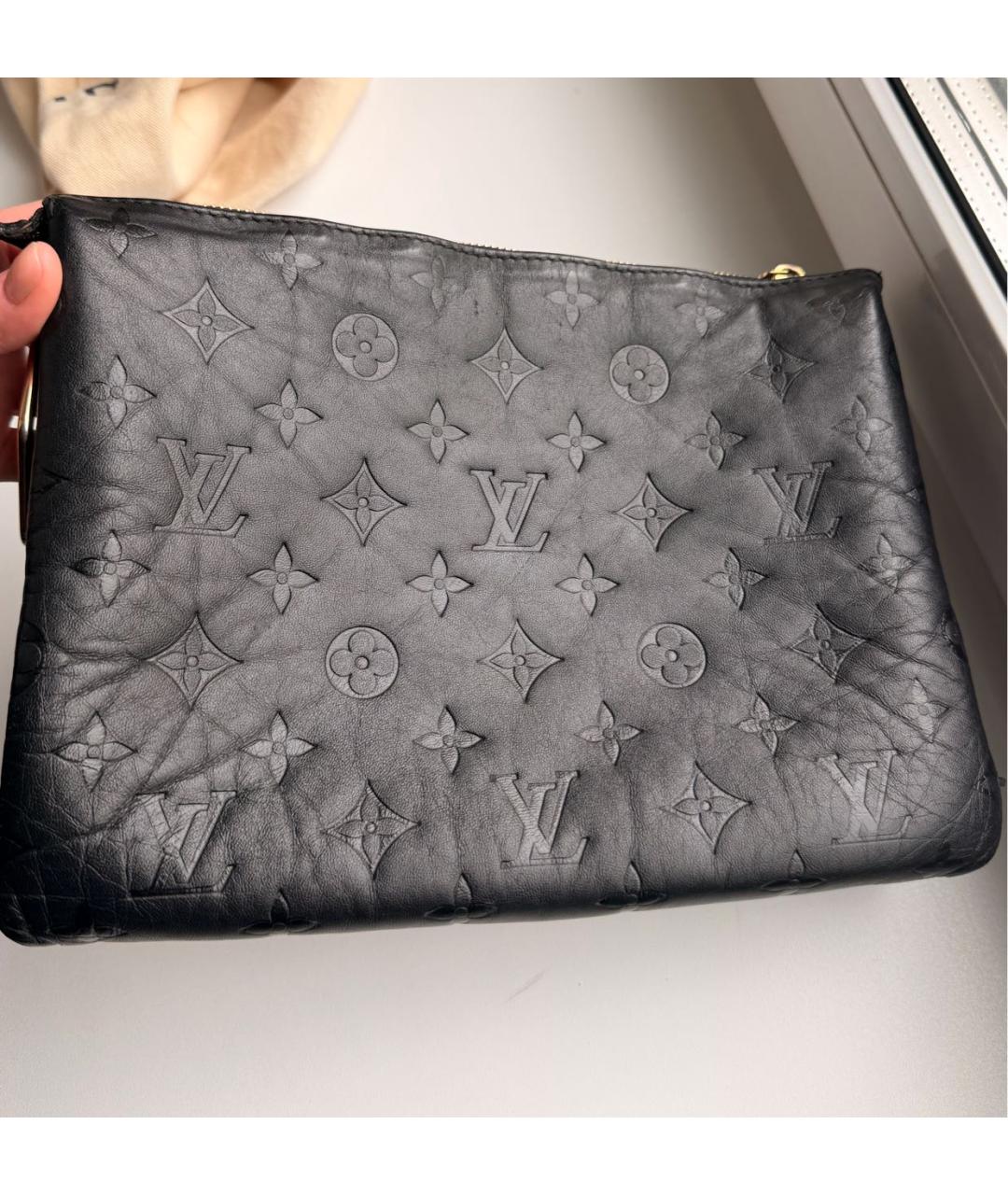 LOUIS VUITTON Черная кожаная сумка через плечо, фото 3