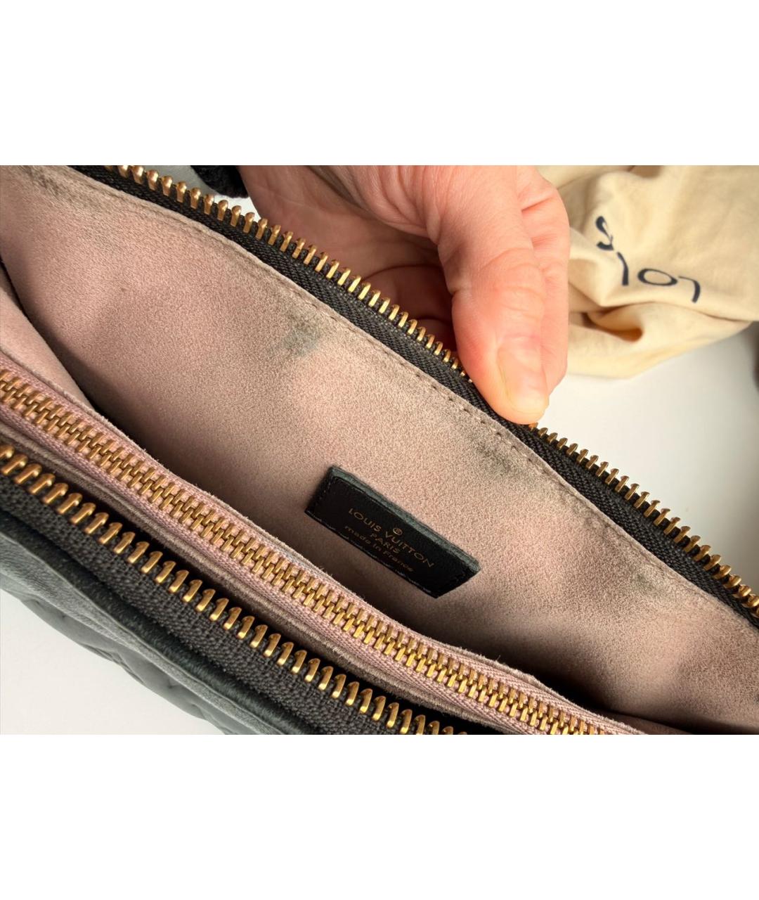 LOUIS VUITTON Черная кожаная сумка через плечо, фото 4