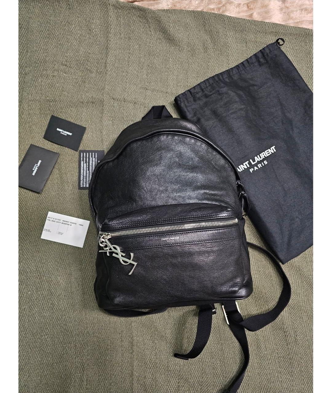 SAINT LAURENT Черный кожаный рюкзак, фото 2