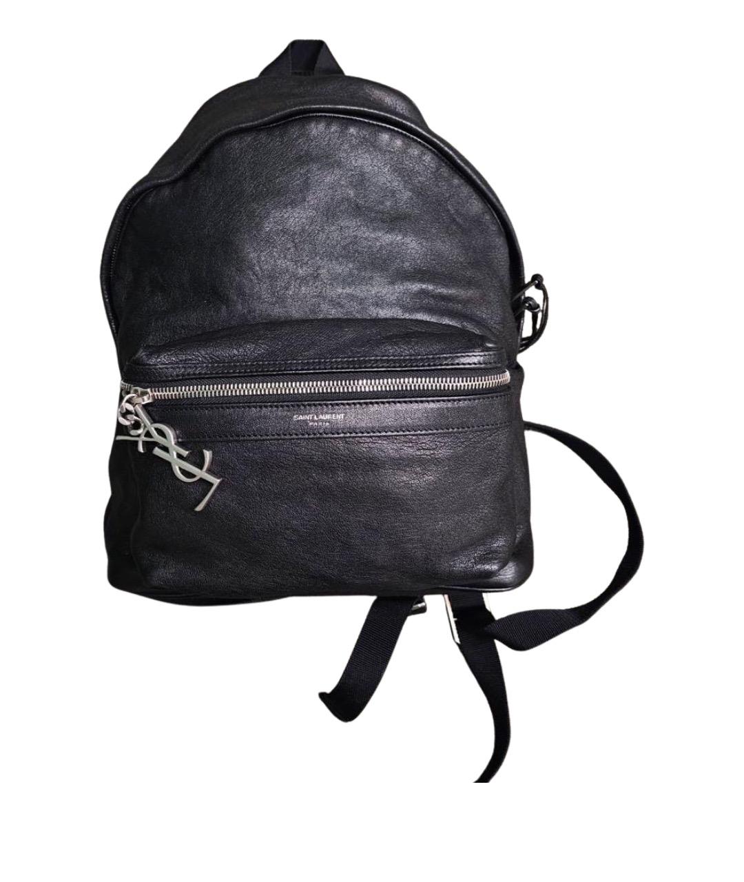 SAINT LAURENT Черный кожаный рюкзак, фото 1