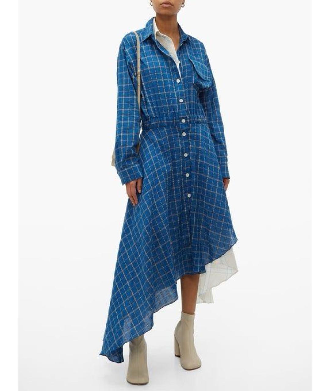 NATASHA DENONA Синее хлопковое повседневное платье, фото 3