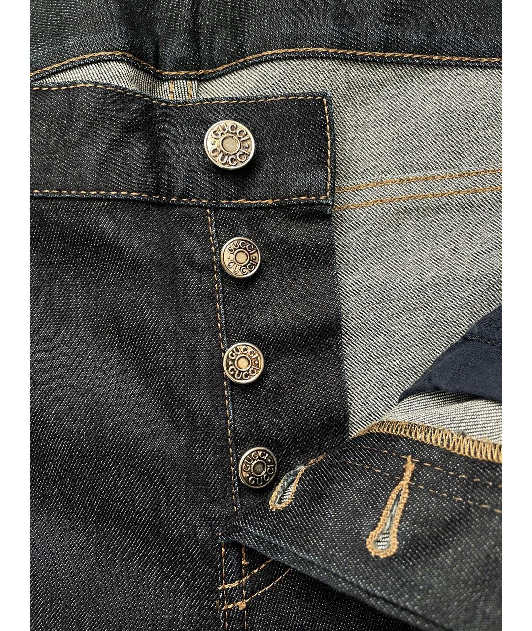 GUCCI Темно-синие хлопко-эластановые джинсы скинни, фото 7