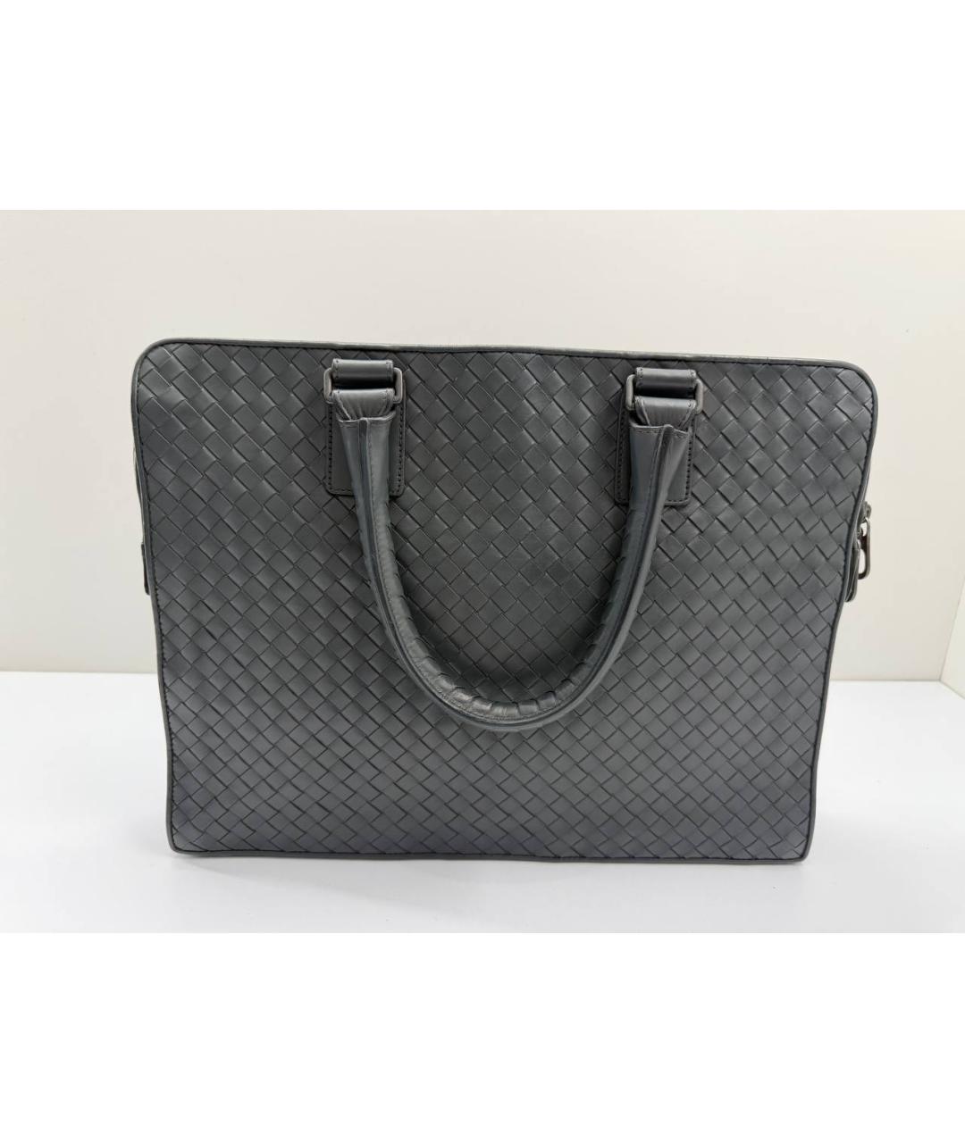 BOTTEGA VENETA Серый кожаный портфель, фото 2