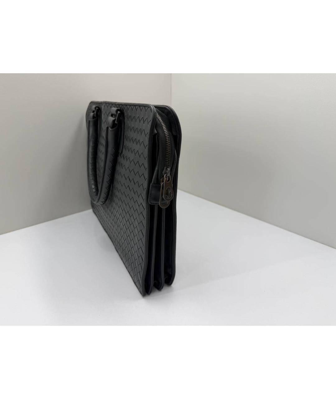 BOTTEGA VENETA Серый кожаный портфель, фото 4