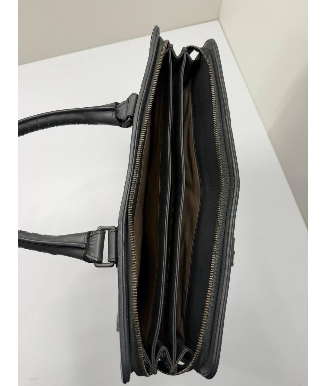 BOTTEGA VENETA Серый кожаный портфель, фото 9