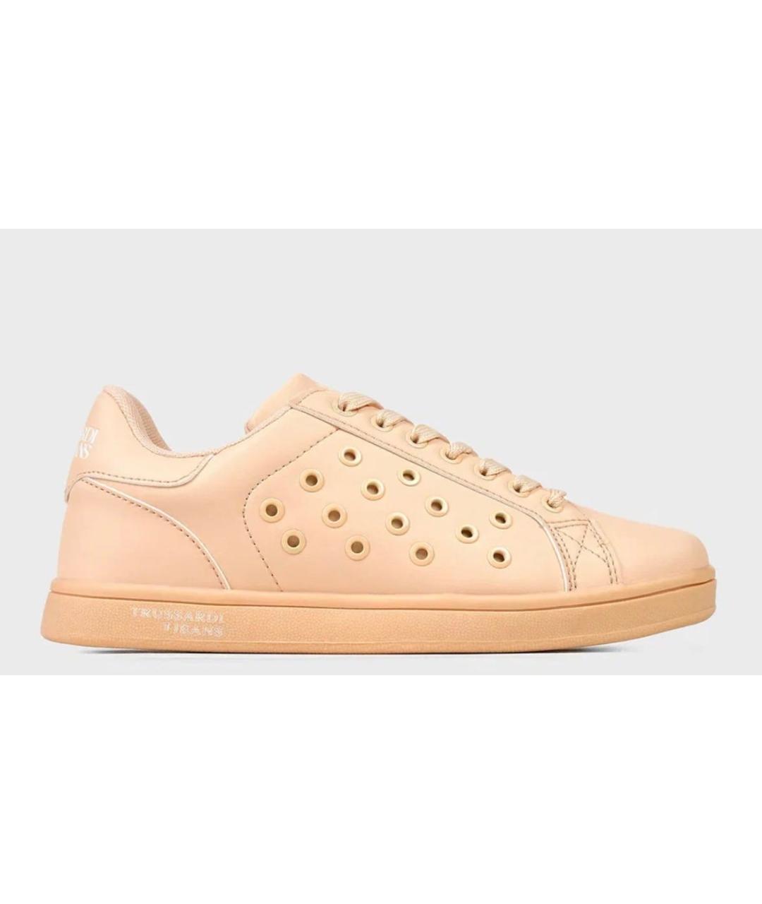 TRUSSARDI JEANS Бежевые кеды из искусственной кожи, фото 8