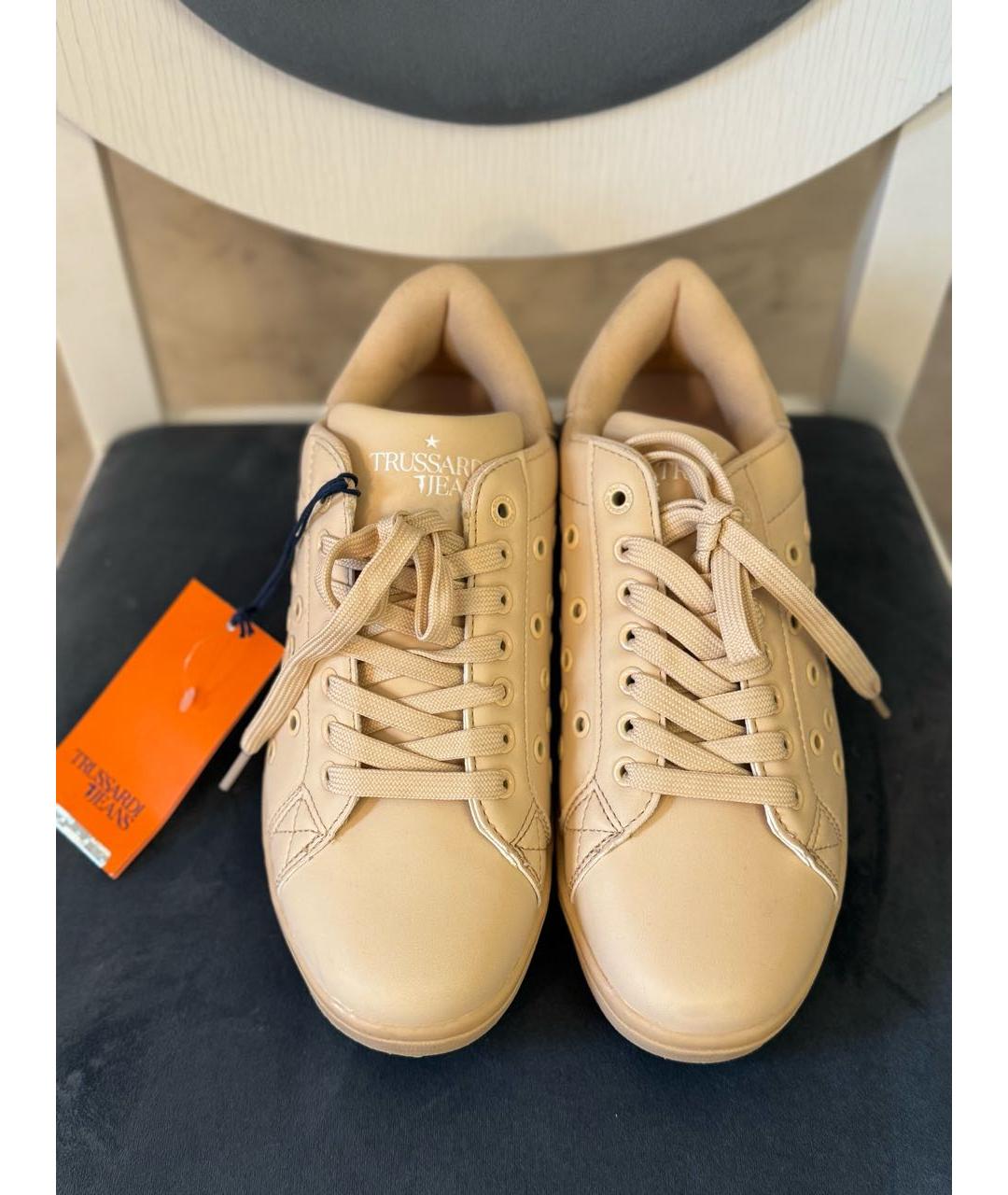 TRUSSARDI JEANS Бежевые кеды из искусственной кожи, фото 2