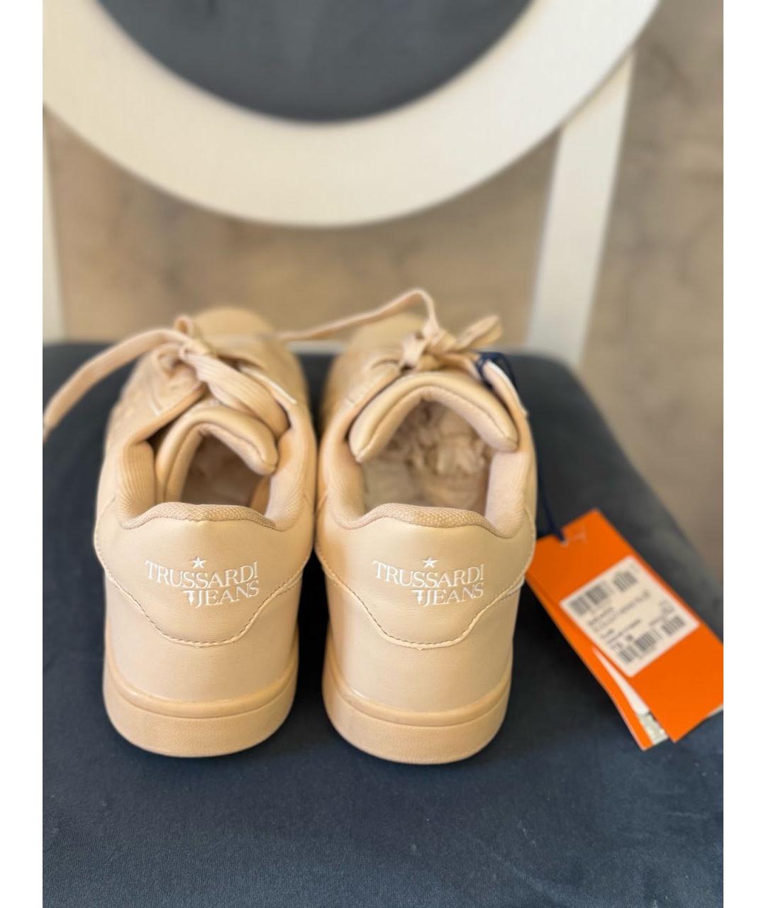 TRUSSARDI JEANS Бежевые кеды из искусственной кожи, фото 3