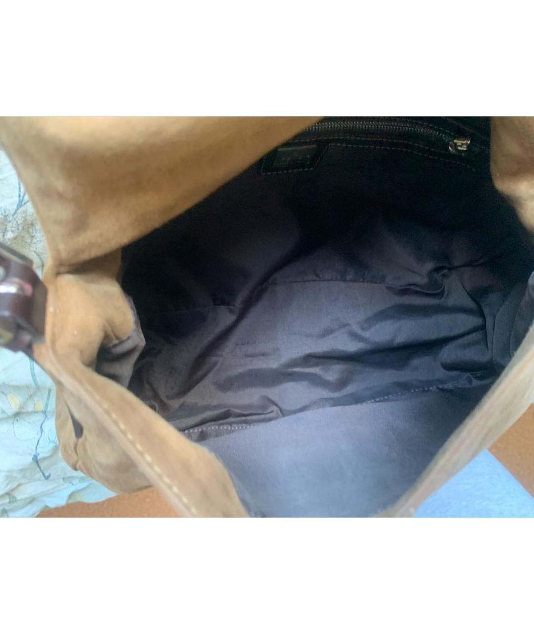 FENDI Коричневая замшевая сумка через плечо, фото 4