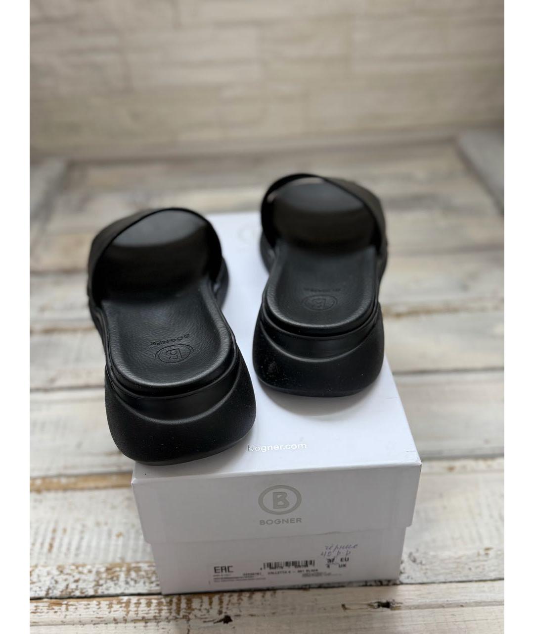 BOGNER Черные кожаные шлепанцы, фото 4