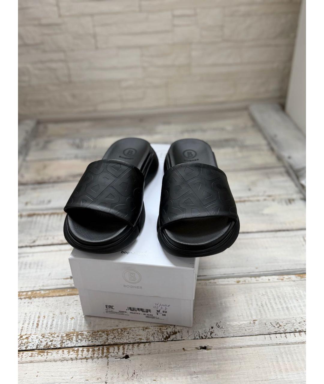 BOGNER Черные кожаные шлепанцы, фото 2