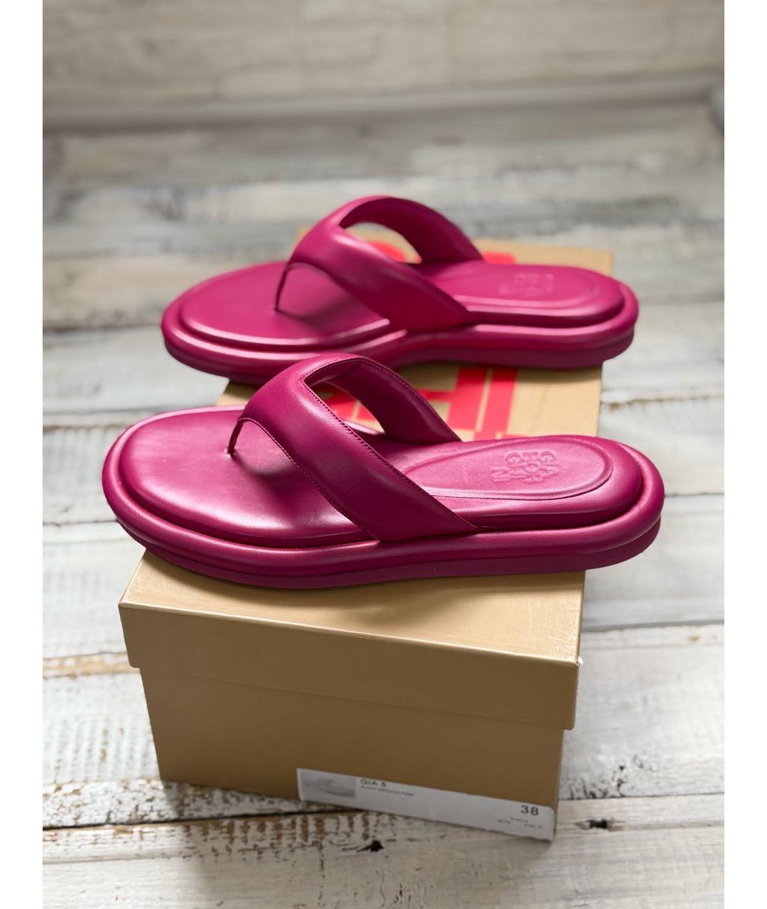 GIABORGHINI Фуксия кожаные шлепанцы, фото 5