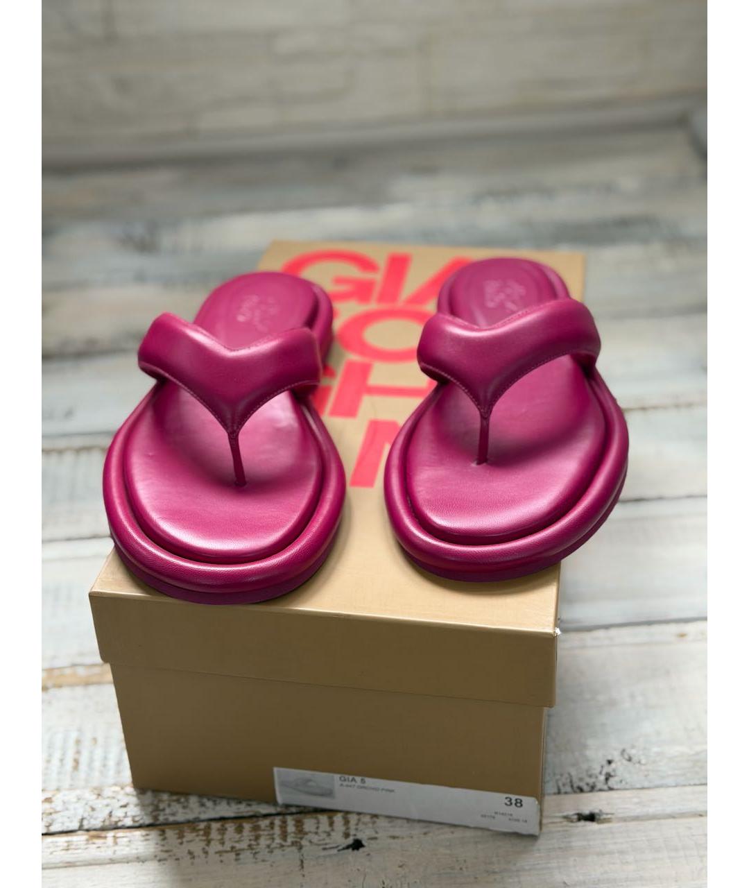 GIABORGHINI Фуксия кожаные шлепанцы, фото 2