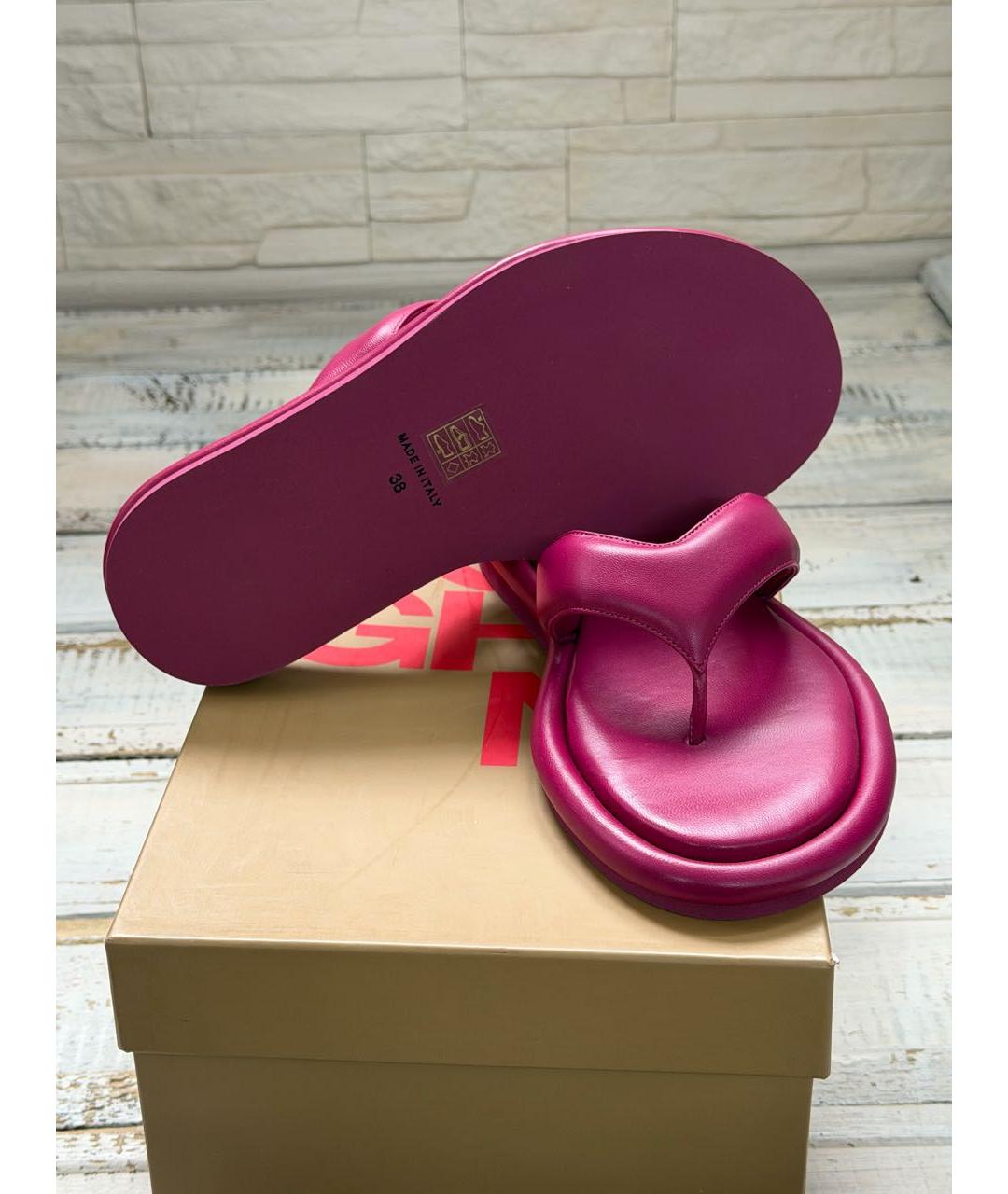 GIABORGHINI Фуксия кожаные шлепанцы, фото 8