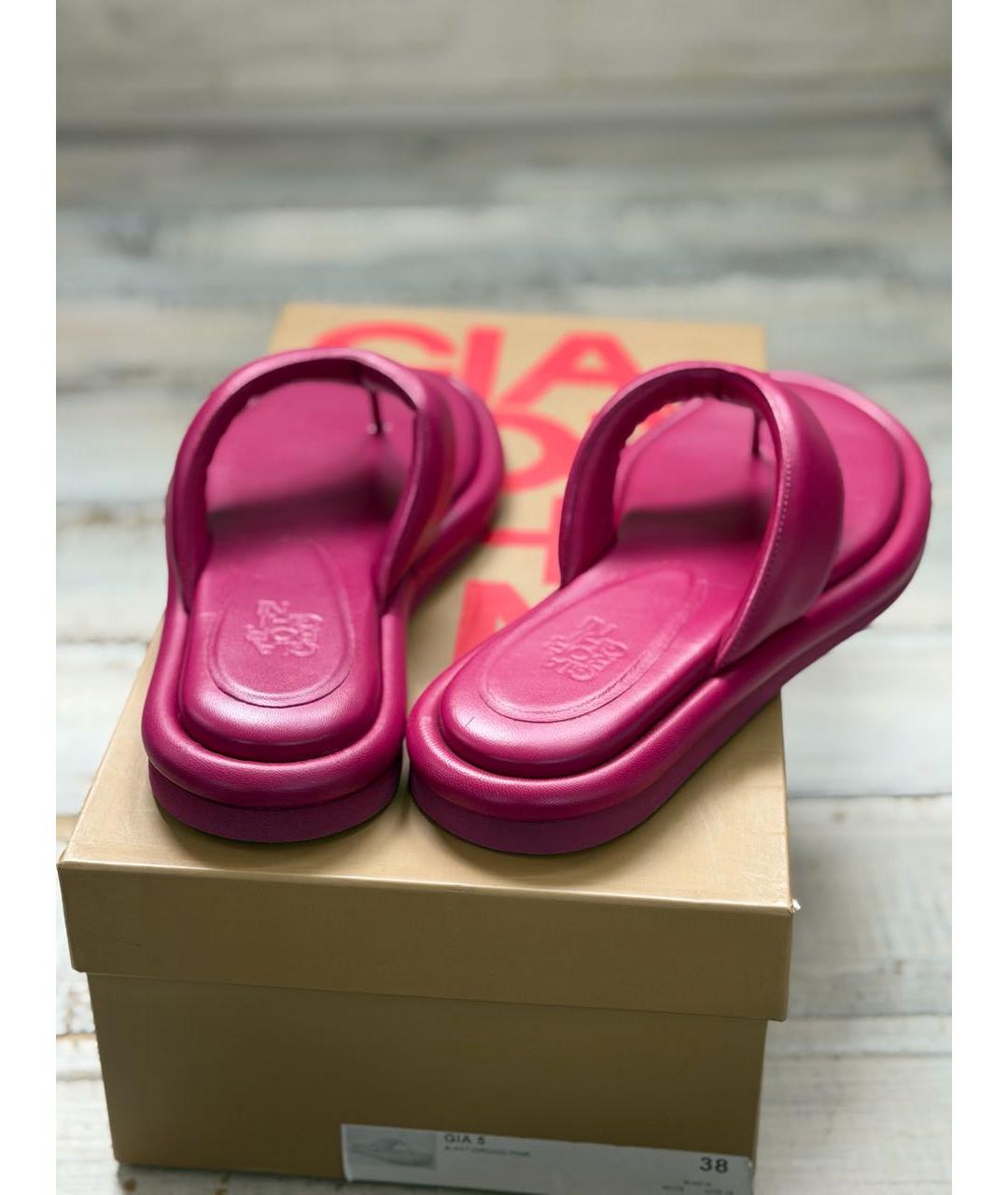 GIABORGHINI Фуксия кожаные шлепанцы, фото 4