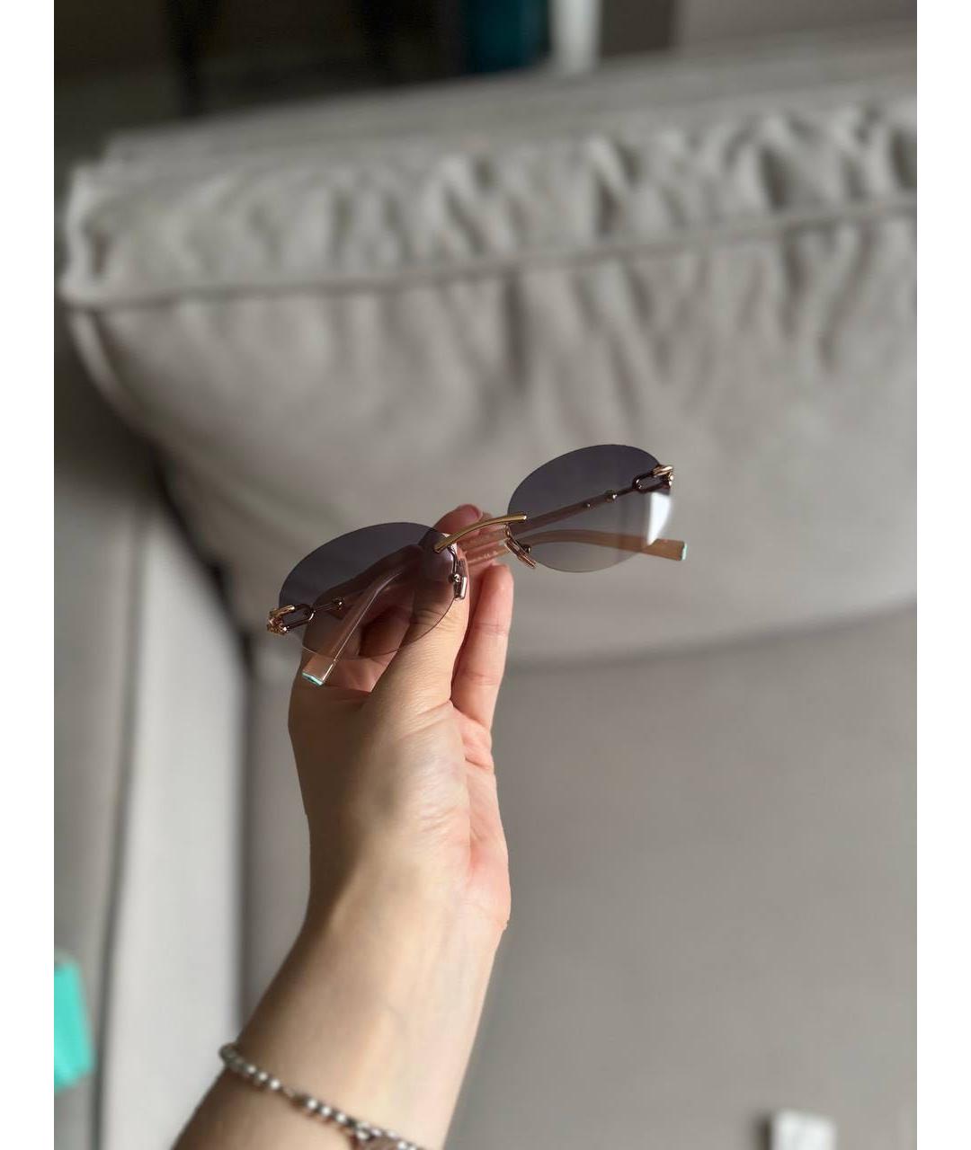 TIFFANY&CO Золотые металлические солнцезащитные очки, фото 4