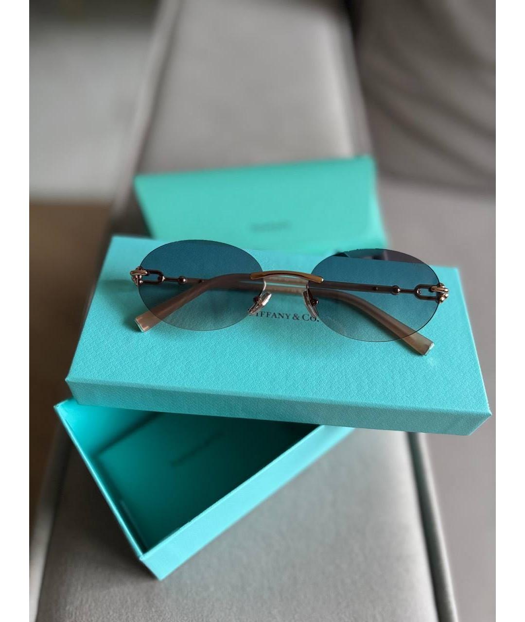 TIFFANY&CO Золотые металлические солнцезащитные очки, фото 2