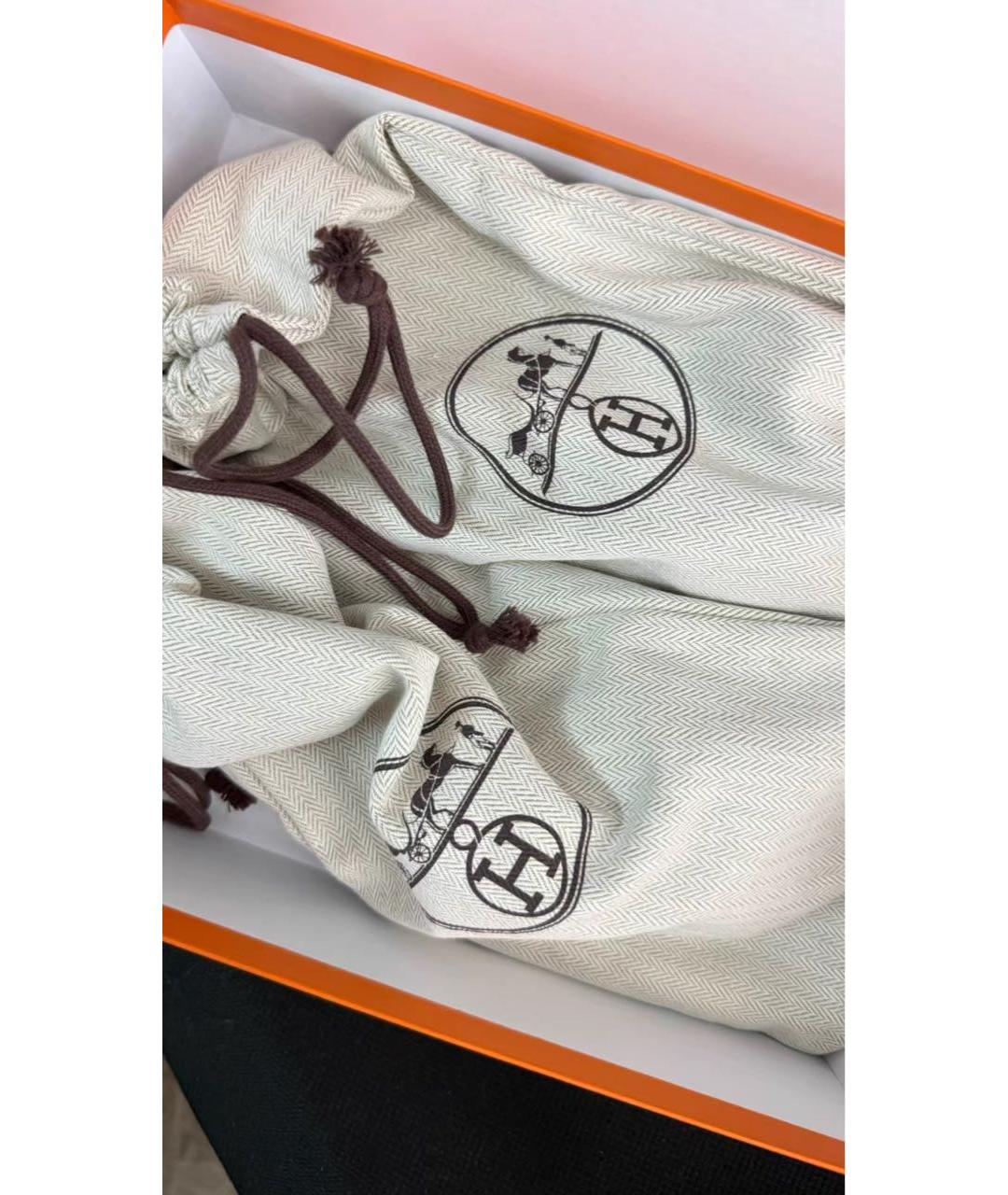 HERMES Оранжевое кожаные шлепанцы, фото 5