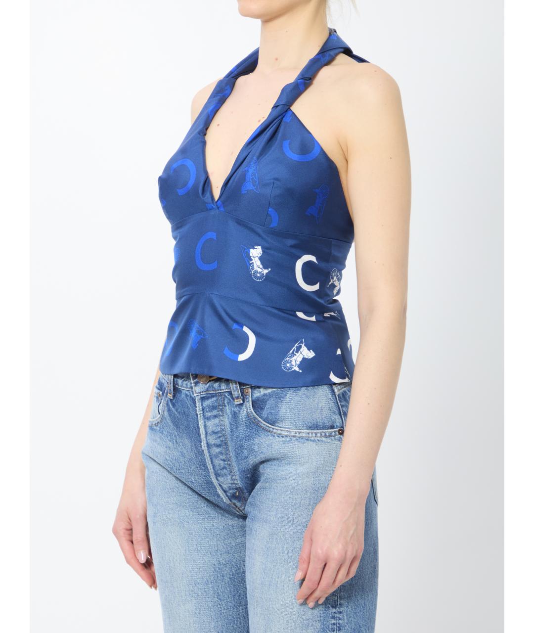 CELINE Синяя шелковая майка, фото 2