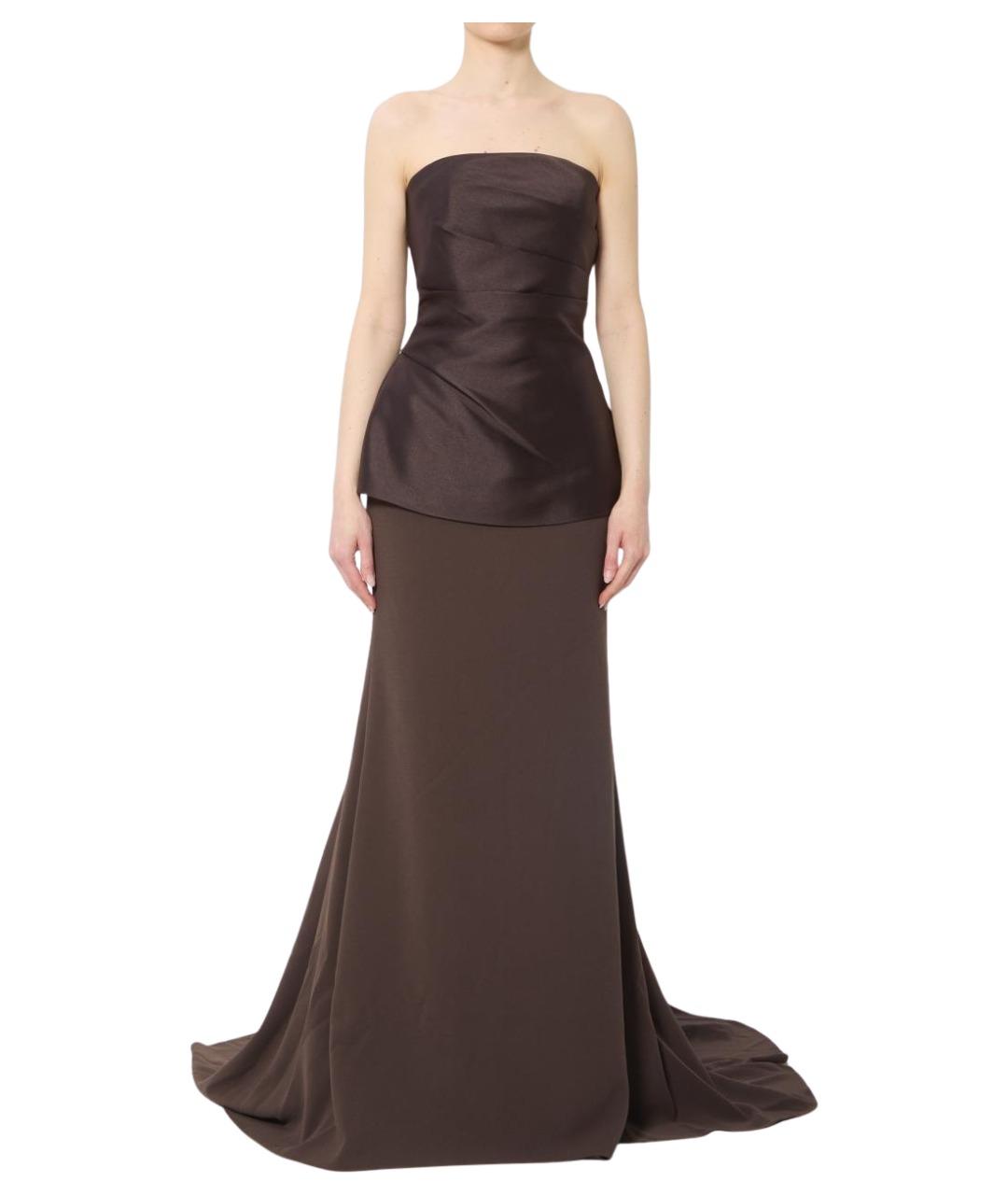 SOLACE LONDON Коричневое полиэстеровое вечернее платье, фото 1