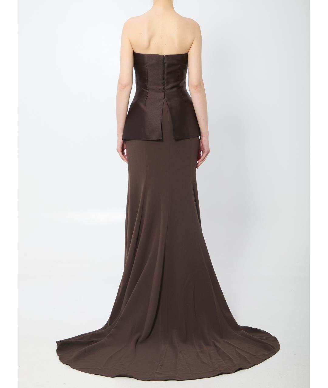 SOLACE LONDON Коричневое полиэстеровое вечернее платье, фото 4