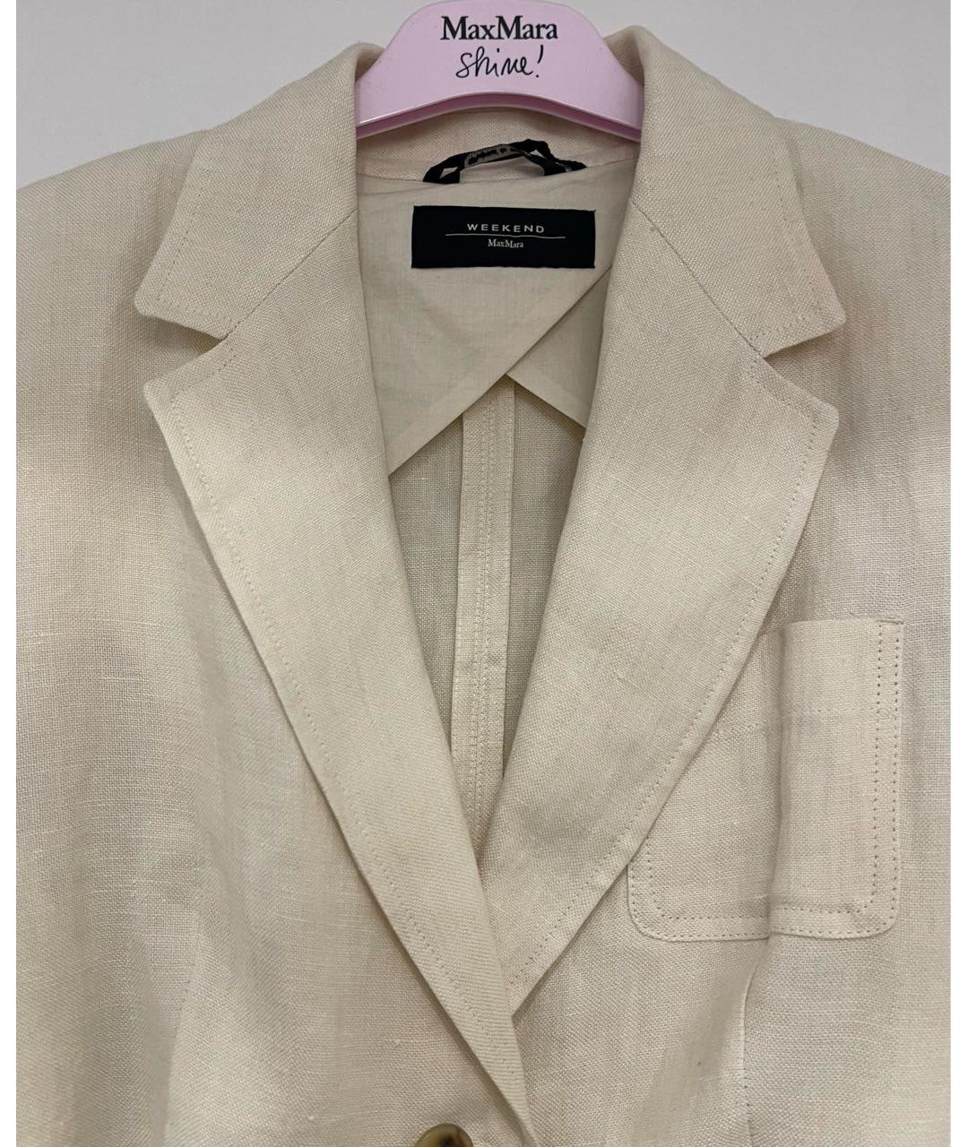 WEEKEND MAX MARA Бежевый льняной жакет/пиджак, фото 5