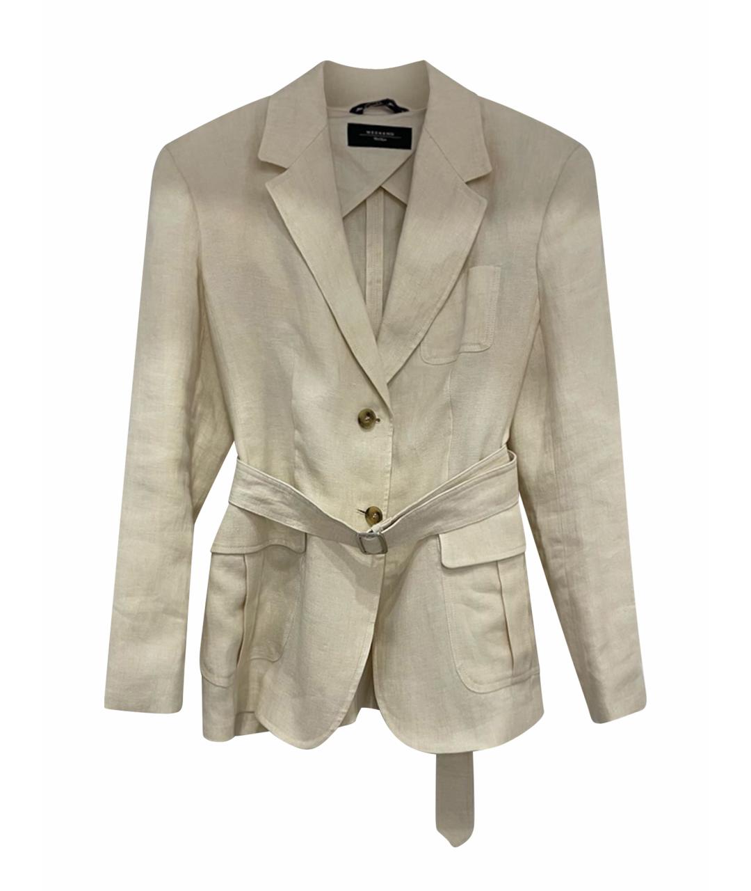 WEEKEND MAX MARA Бежевый льняной жакет/пиджак, фото 1