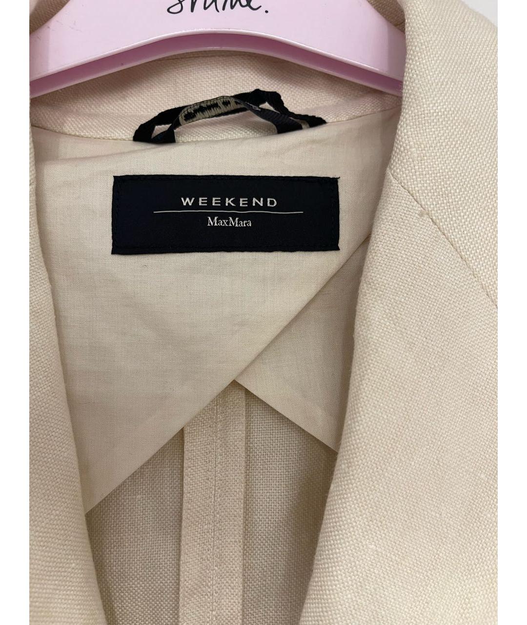WEEKEND MAX MARA Бежевый льняной жакет/пиджак, фото 3