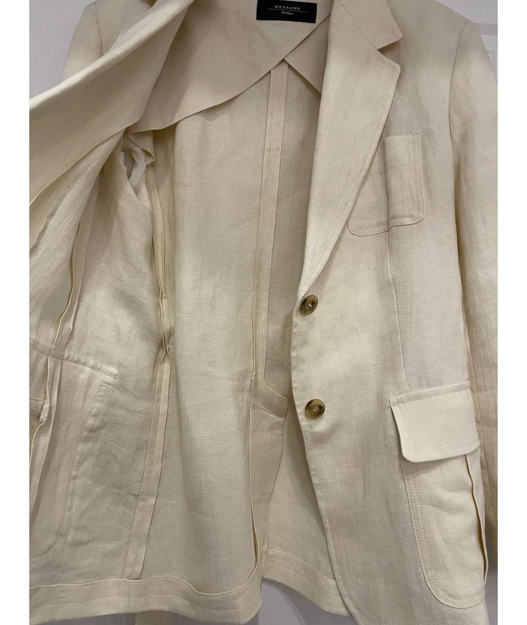 WEEKEND MAX MARA Бежевый льняной жакет/пиджак, фото 7