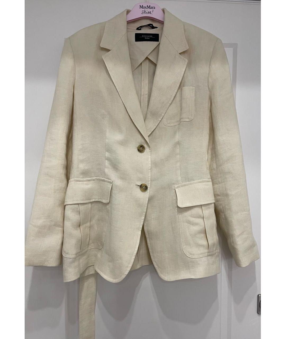 WEEKEND MAX MARA Бежевый льняной жакет/пиджак, фото 6
