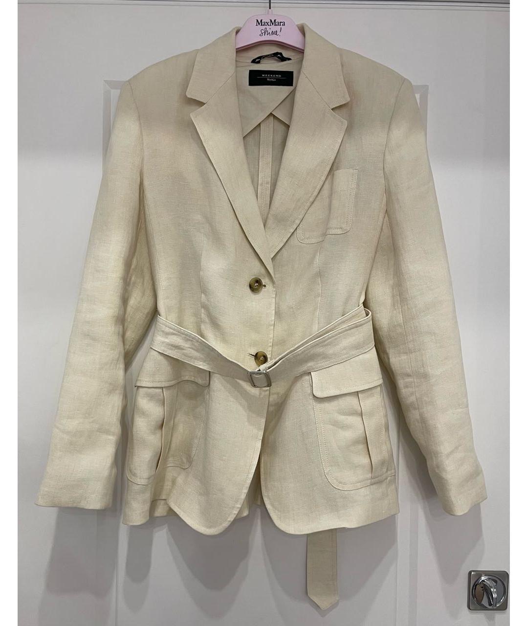 WEEKEND MAX MARA Бежевый льняной жакет/пиджак, фото 9