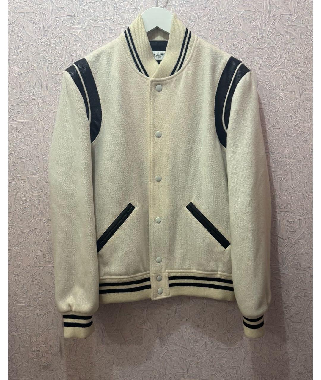 SAINT LAURENT Бежевая шерстяная куртка, фото 4