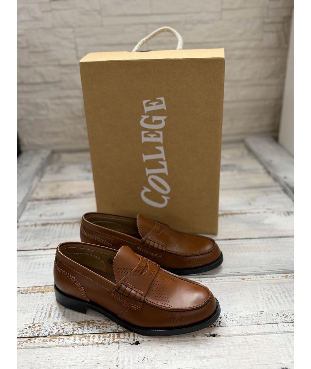 COLLEGE Коричневые кожаные лоферы, фото 9