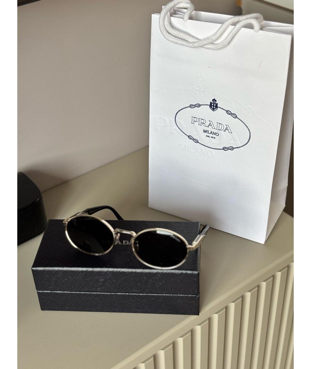 PRADA Черные металлические солнцезащитные очки, фото 3