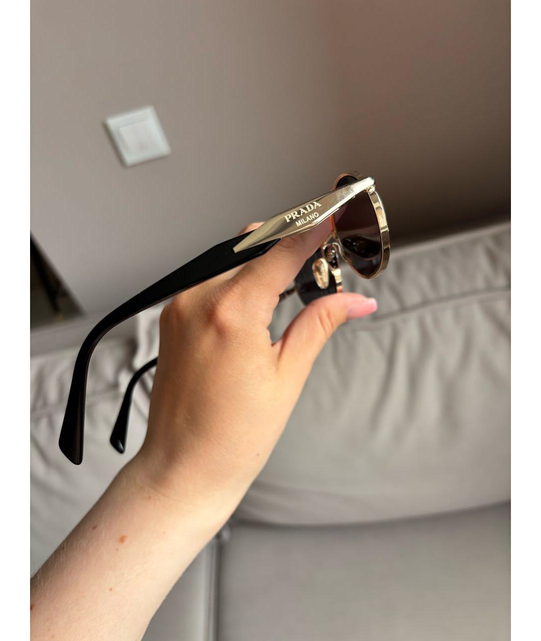 PRADA Черные металлические солнцезащитные очки, фото 6
