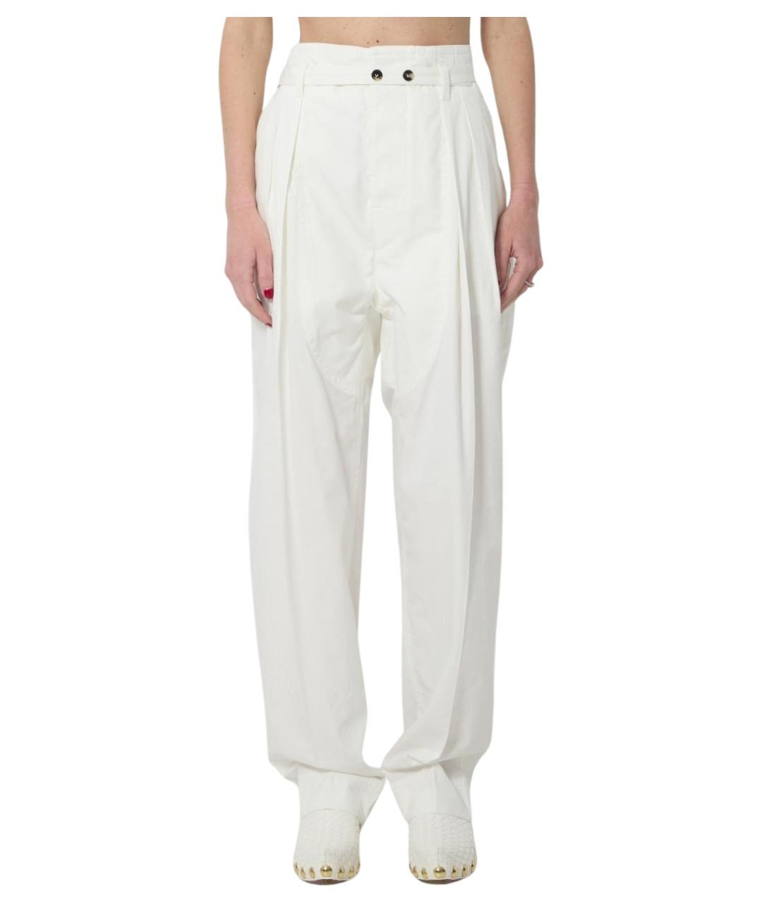 BOTTEGA VENETA Белые хлопковые прямые брюки, фото 1