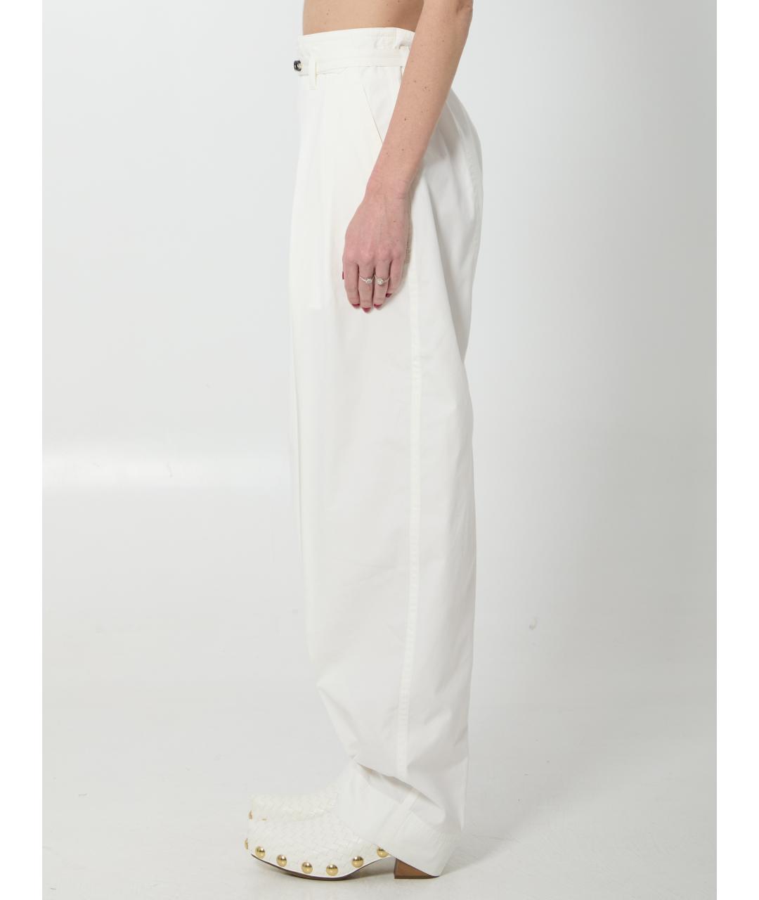 BOTTEGA VENETA Белые хлопковые прямые брюки, фото 3