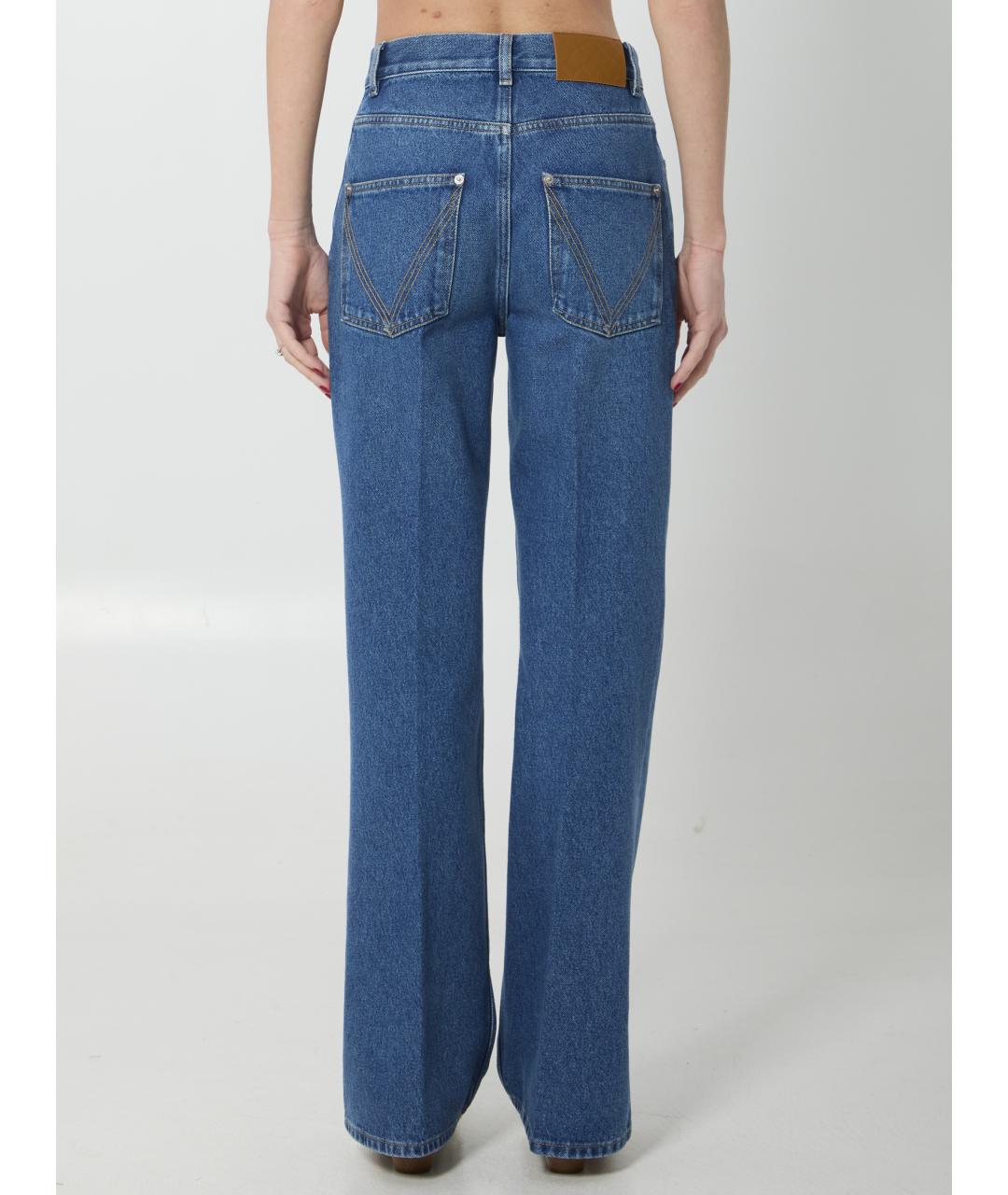 BOTTEGA VENETA Синие хлопковые джинсы клеш, фото 4