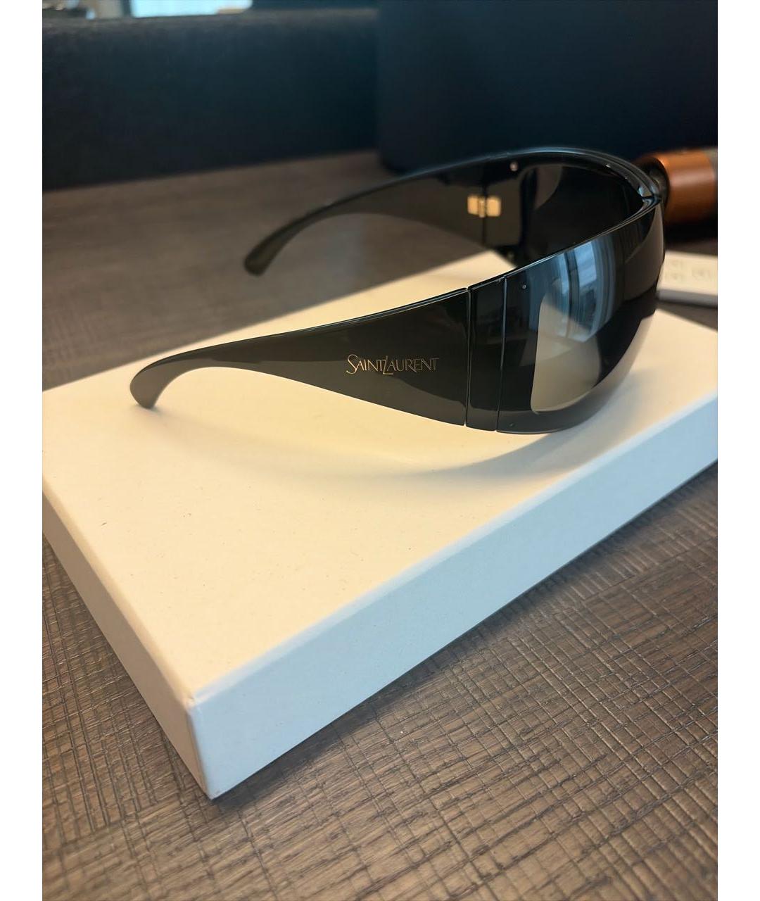 SAINT LAURENT Черные пластиковые солнцезащитные очки, фото 2