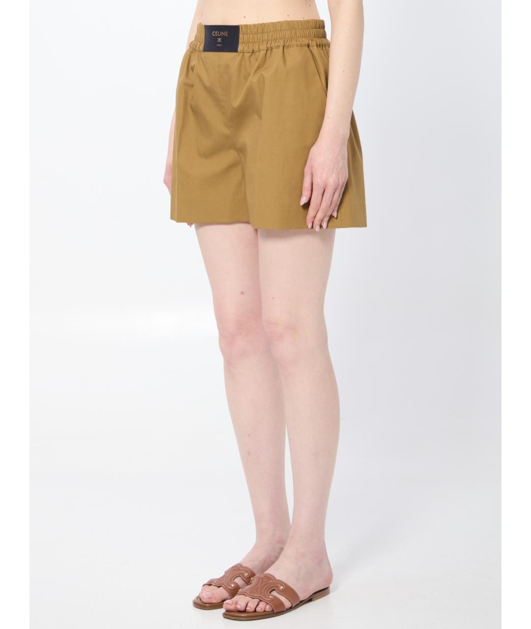 CELINE Коричневые хлопковые шорты, фото 2