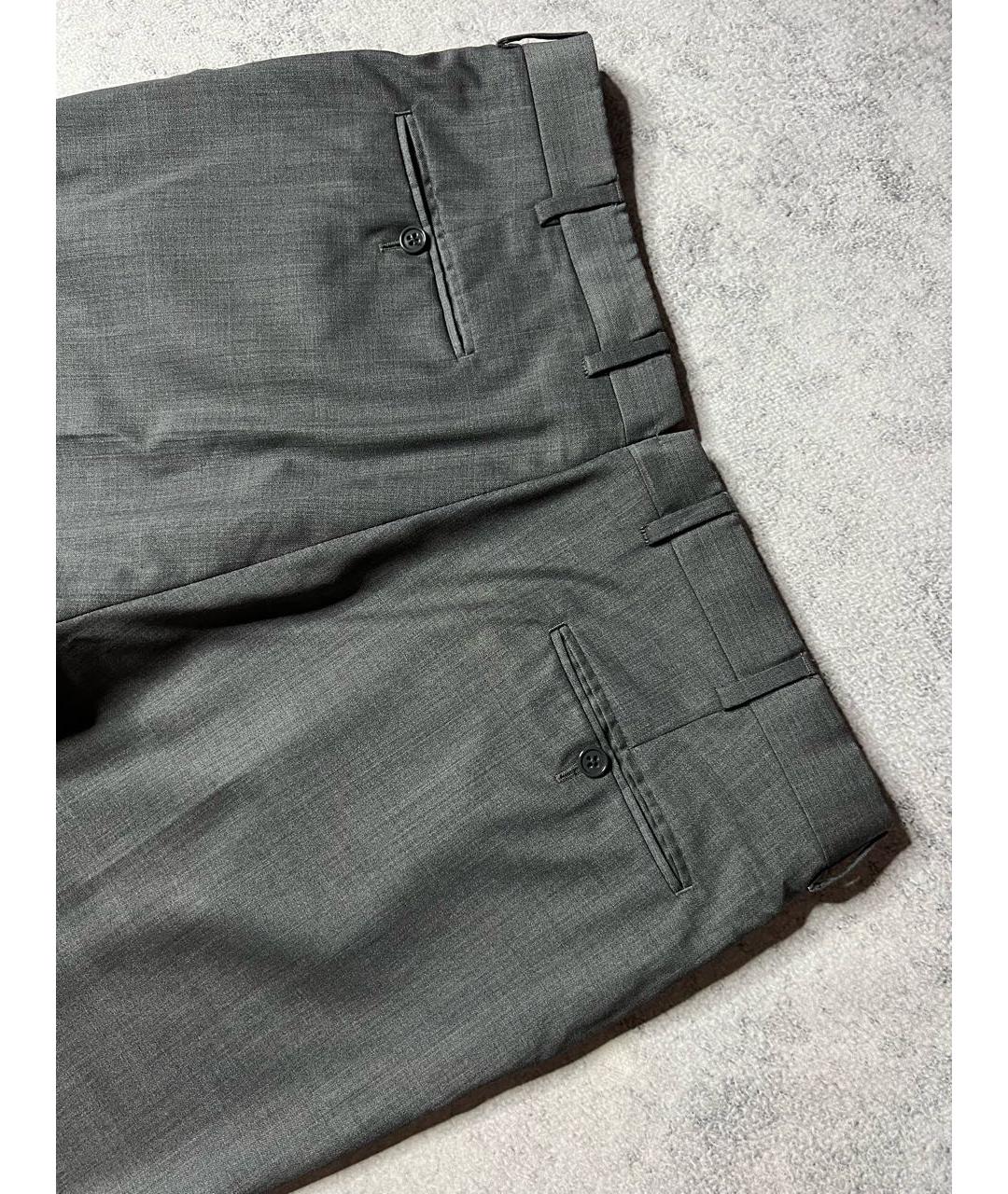 RALPH LAUREN PURPLE LABEL Серые шерстяные классические брюки, фото 3