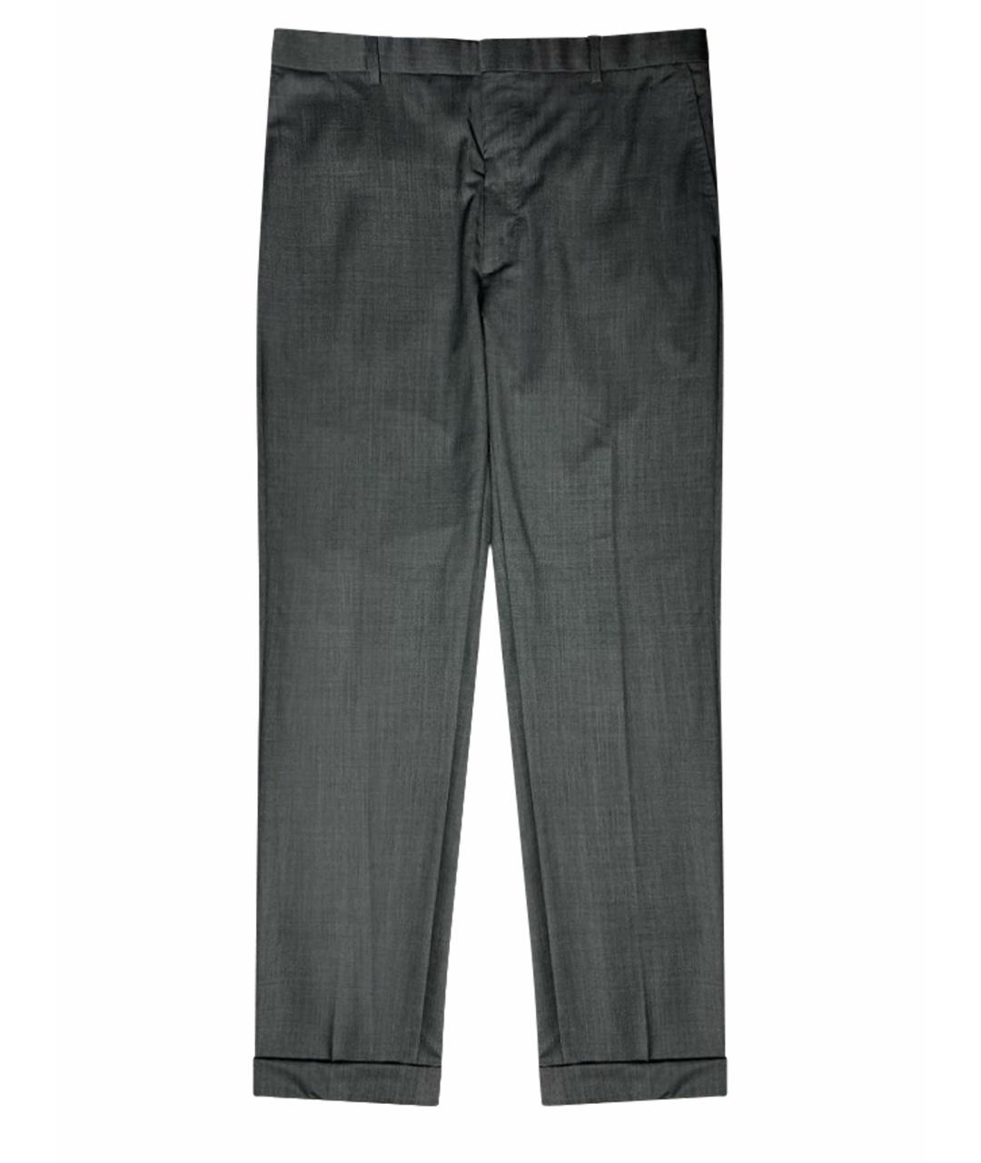 RALPH LAUREN PURPLE LABEL Серые шерстяные классические брюки, фото 1