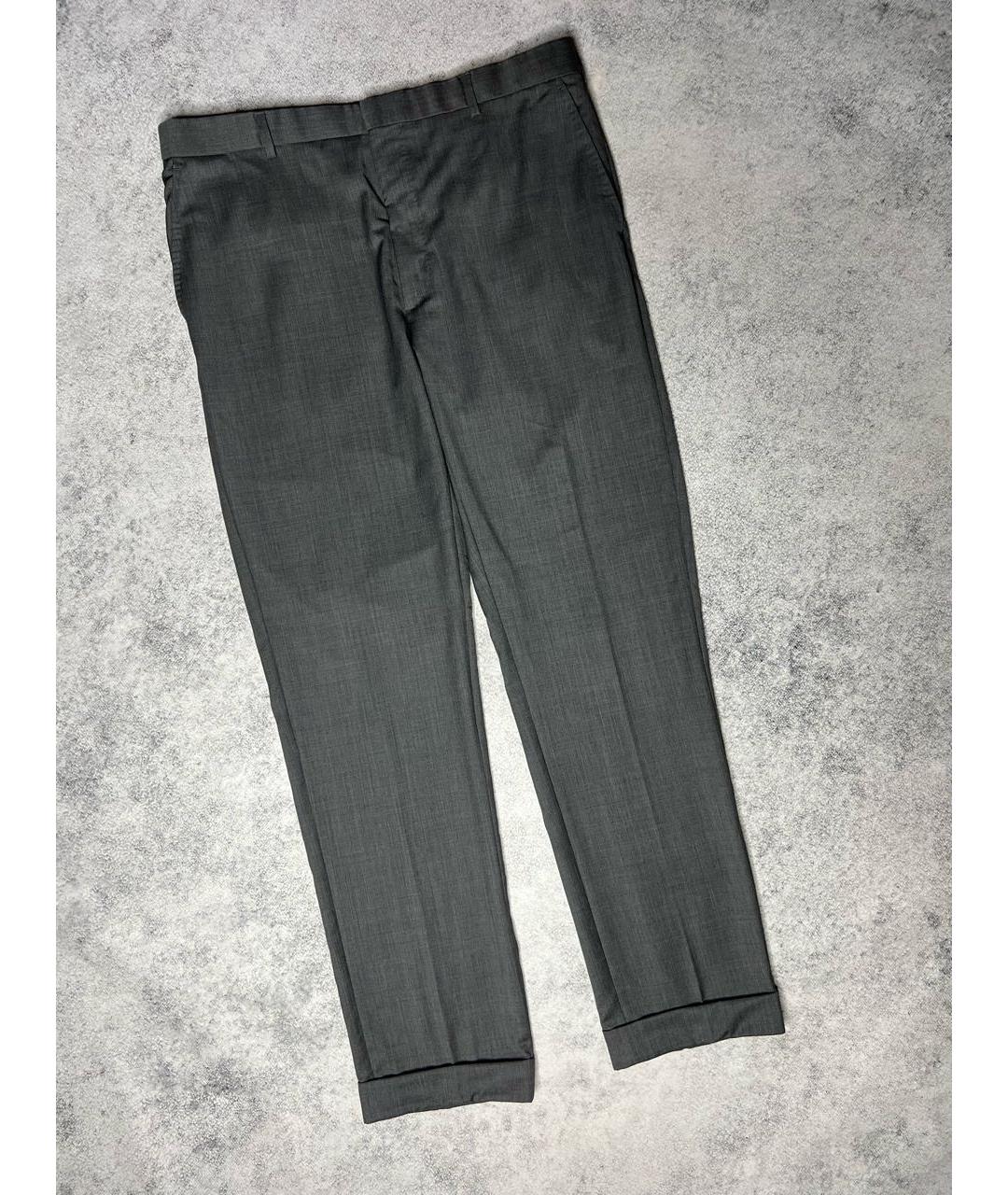 RALPH LAUREN PURPLE LABEL Серые шерстяные классические брюки, фото 7