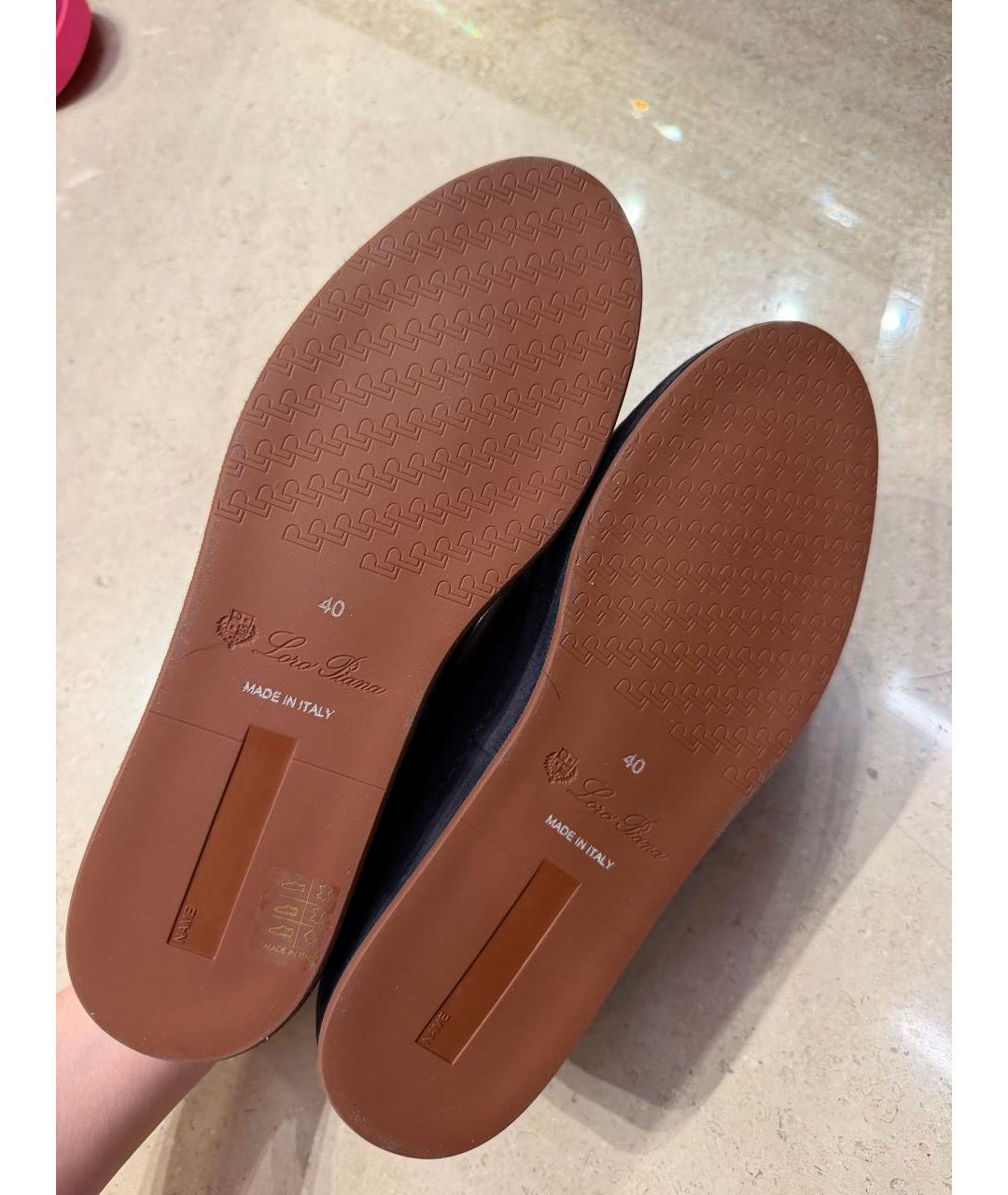 LORO PIANA Черные замшевые кеды, фото 5