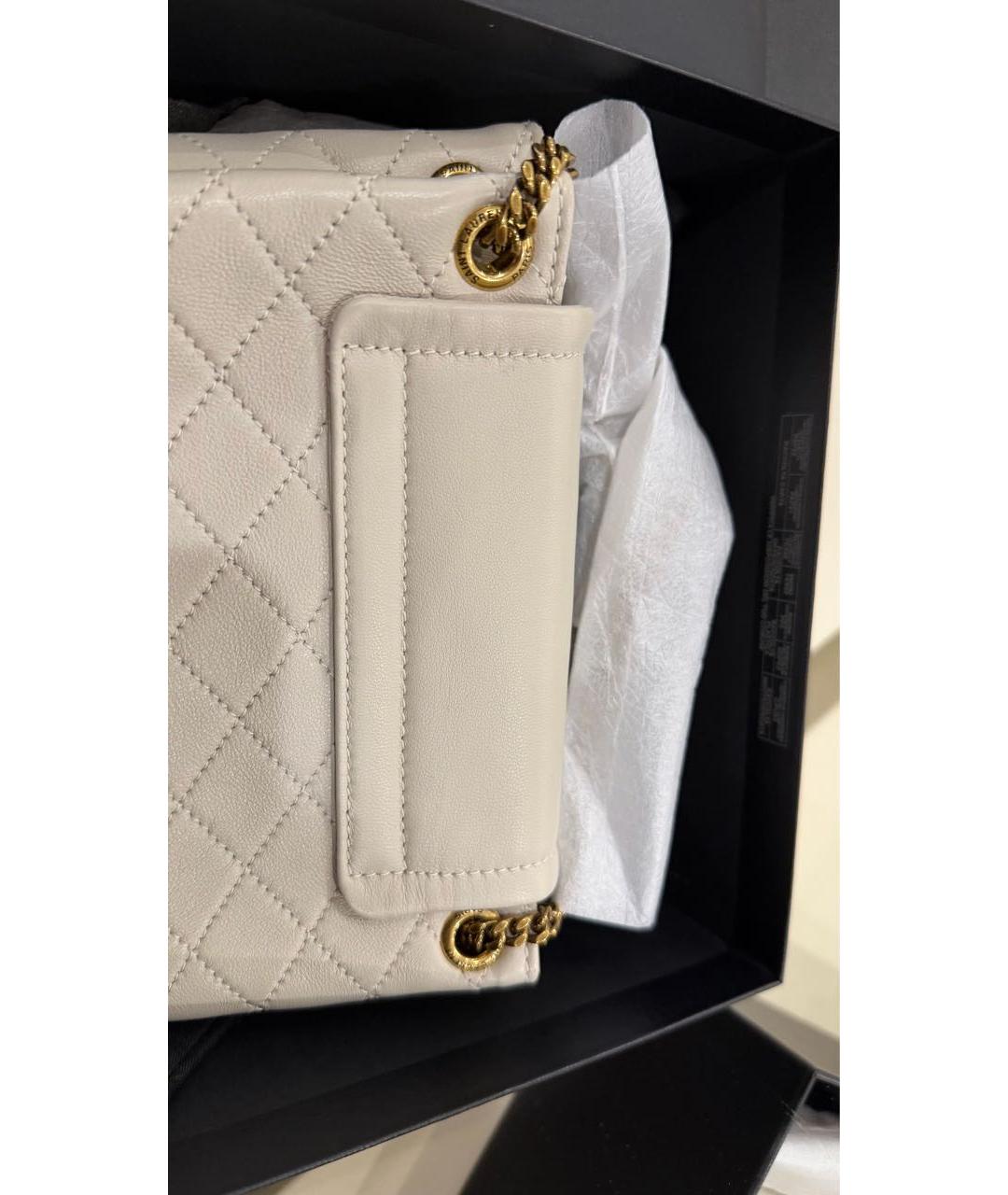 SAINT LAURENT Белая кожаная сумка через плечо, фото 5