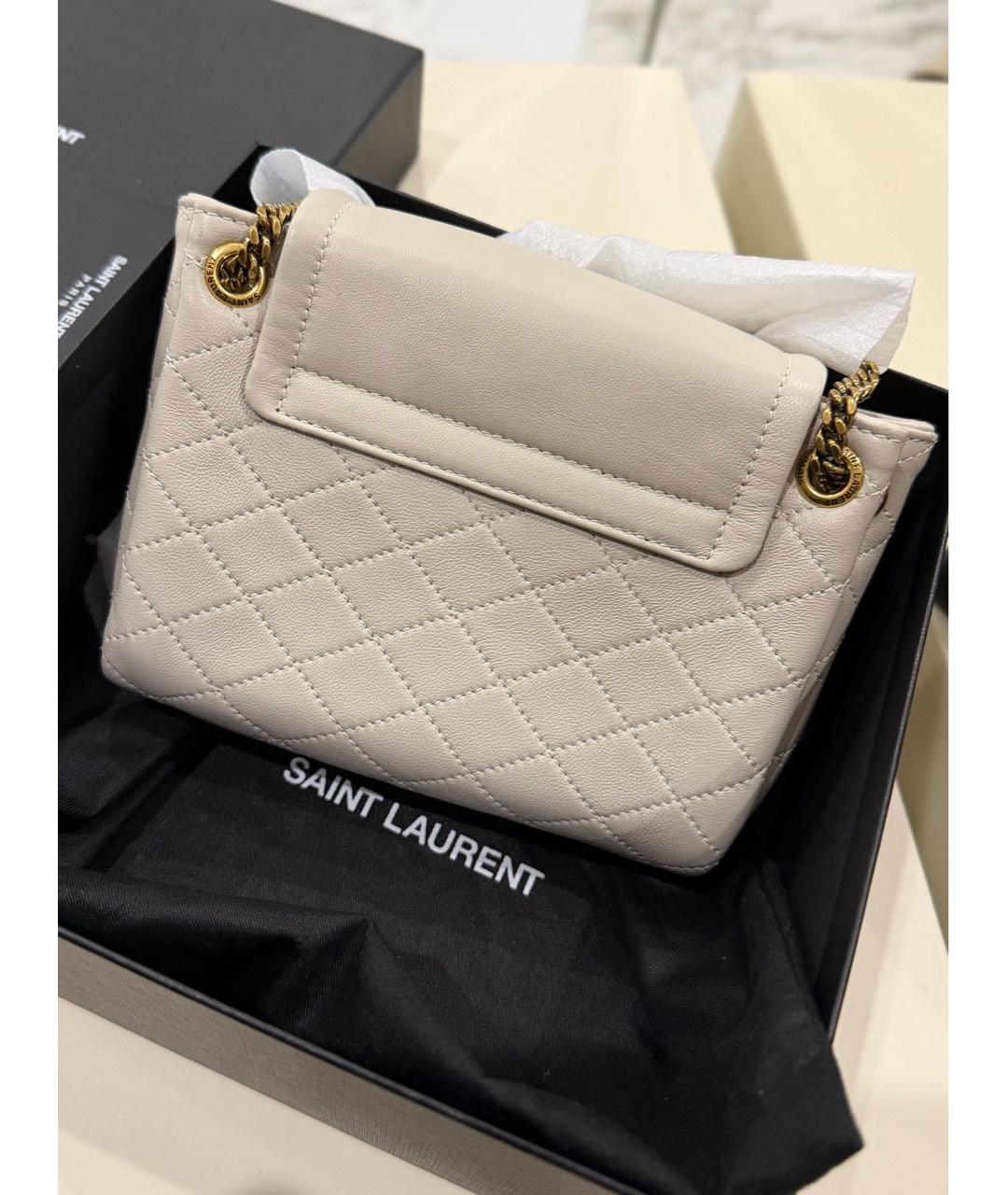 SAINT LAURENT Белая кожаная сумка через плечо, фото 4