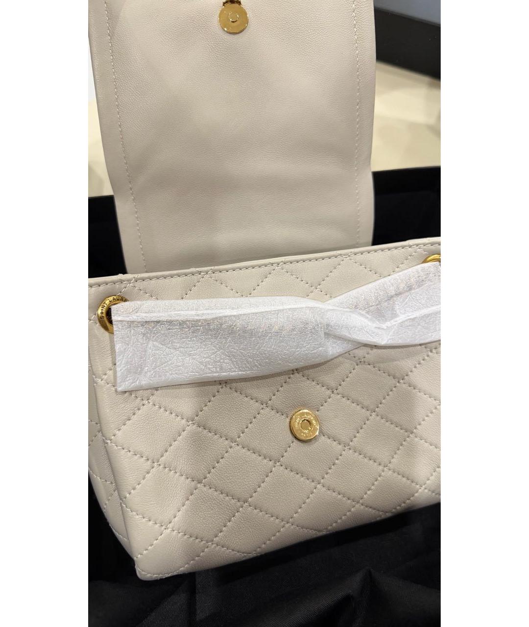 SAINT LAURENT Белая кожаная сумка через плечо, фото 6