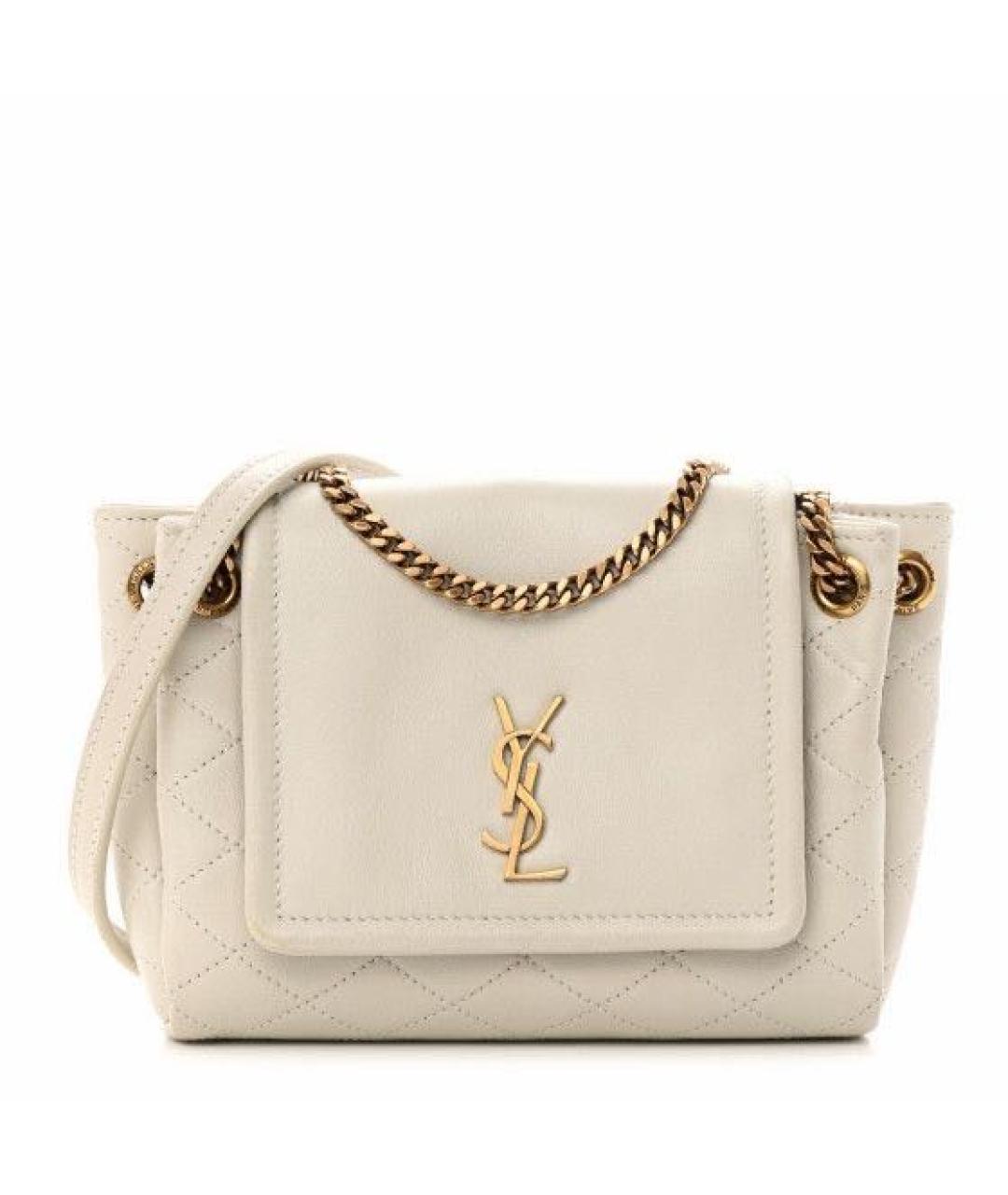 SAINT LAURENT Белая кожаная сумка через плечо, фото 9