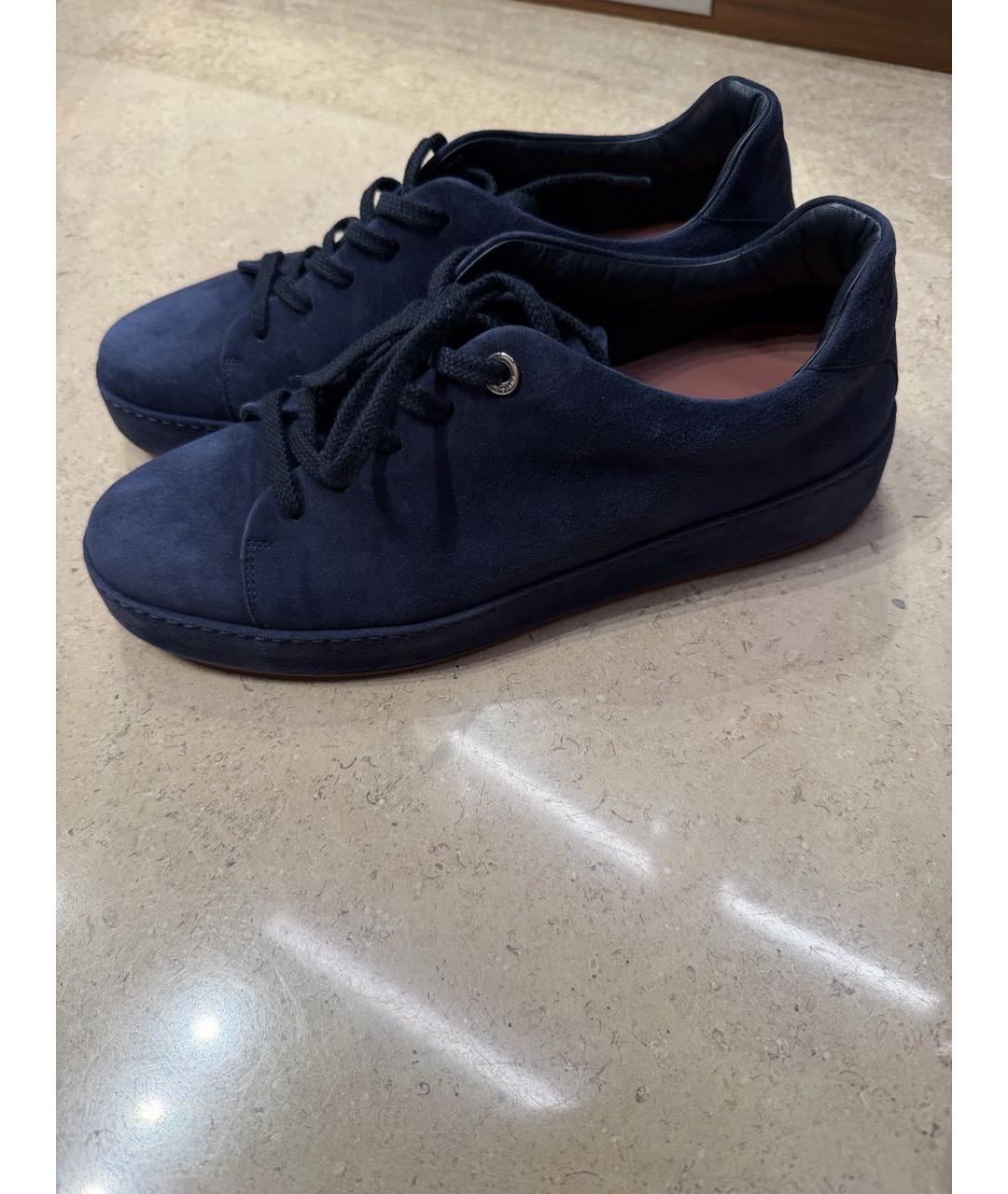 LORO PIANA Темно-синие замшевые кеды, фото 2
